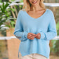 Scarlet V-Neck Alpaca Knit Jumper | Baby Blue