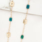 Envy Gold Square Necklace with Green, Blue and Black Crystals