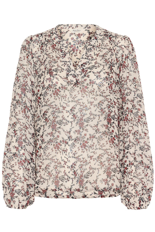 Part Two Sandi Blouse | Whitecap Gray Flower Bouquet