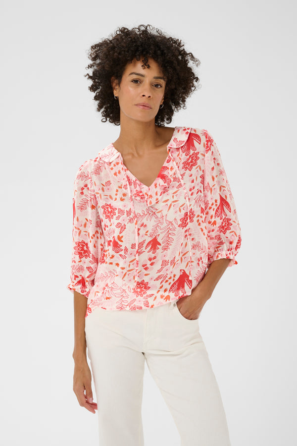 Part Two Alvia Blouse | Poppy Red Bird Print