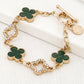 Envy Gold Green and Diamante Clover T-bar Bracelet