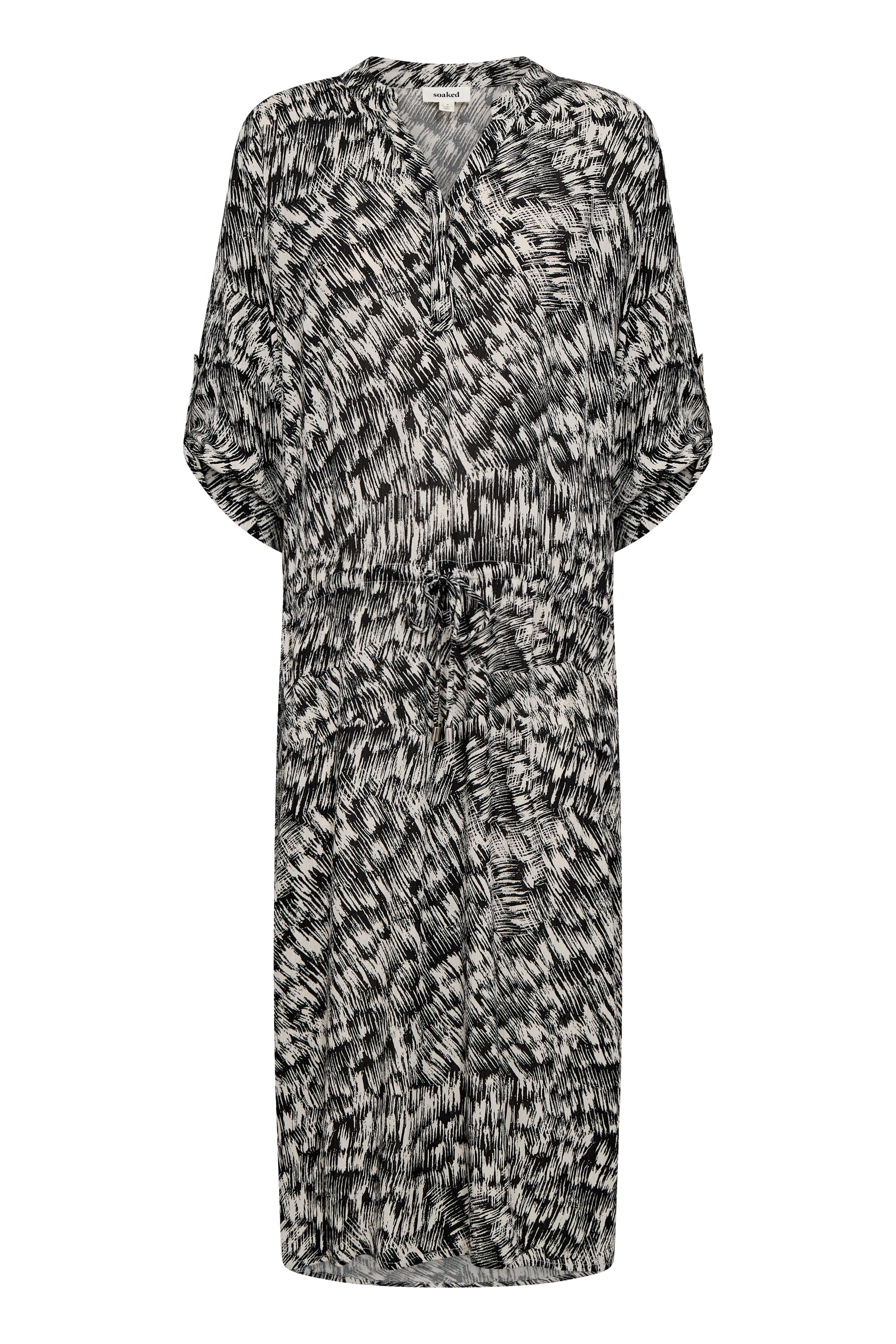 Soaked in Luxury Zaya Dress | Black Stroke Print