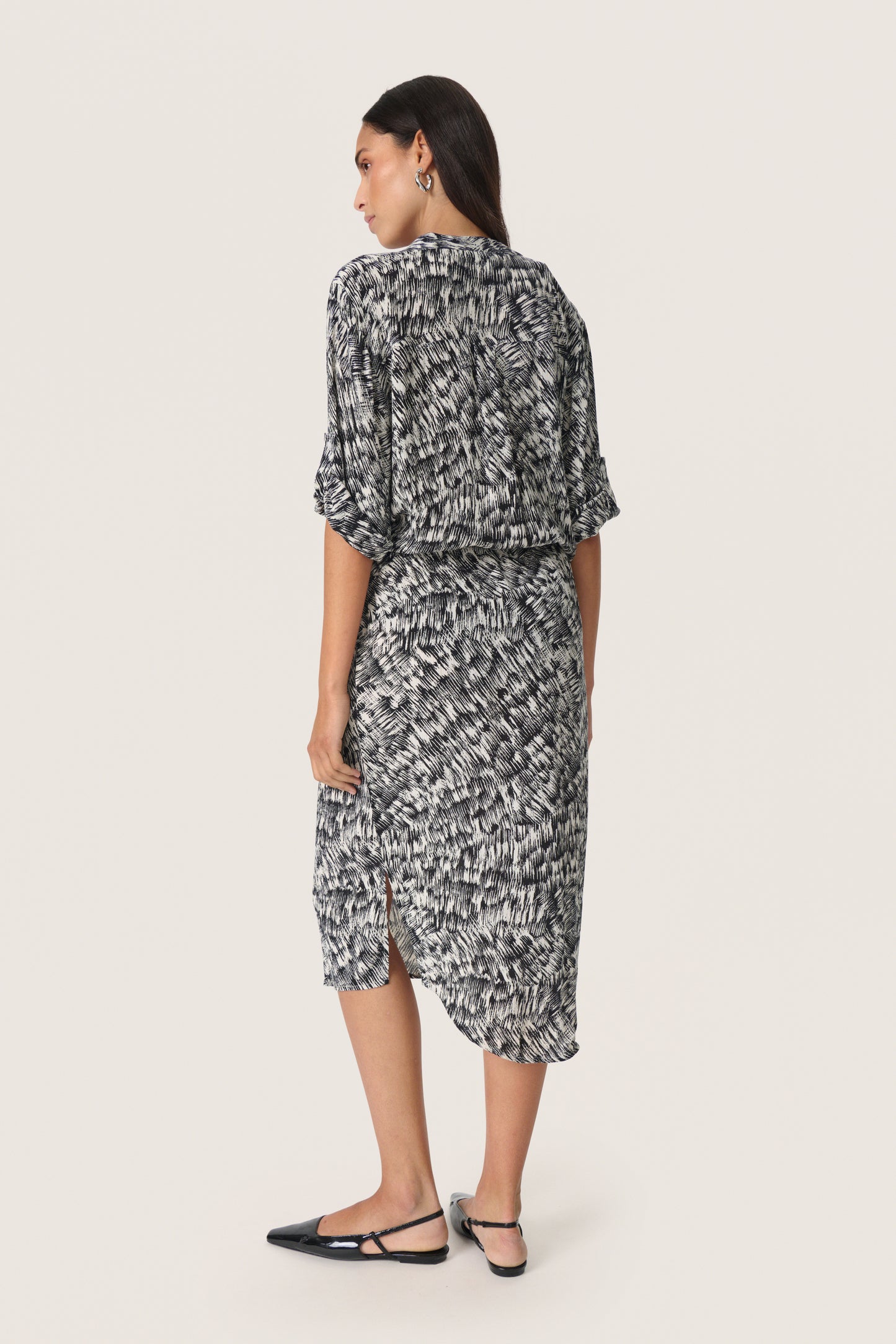 Soaked in Luxury Zaya Dress | Black Stroke Print