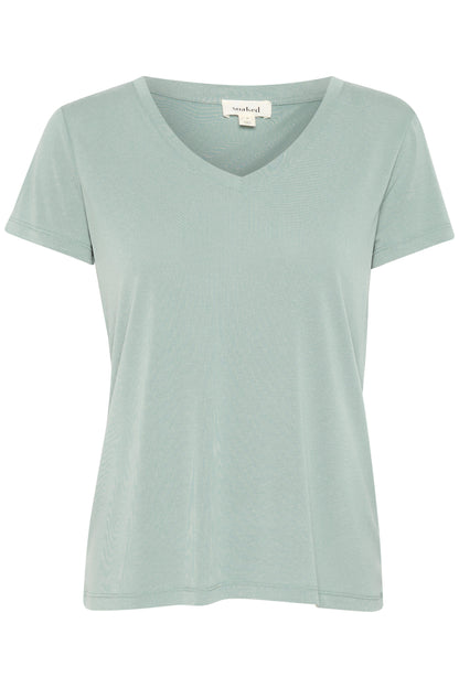 Soaked in Luxury Columbine V-Neck T-Shirt | Silver Blue