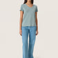 Soaked in Luxury Columbine V-Neck T-Shirt | Silver Blue