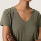 Soaked In Luxury Columbine V-Neck T-Shirt | Grape Leaf