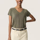 Soaked In Luxury Columbine V-Neck T-Shirt | Grape Leaf