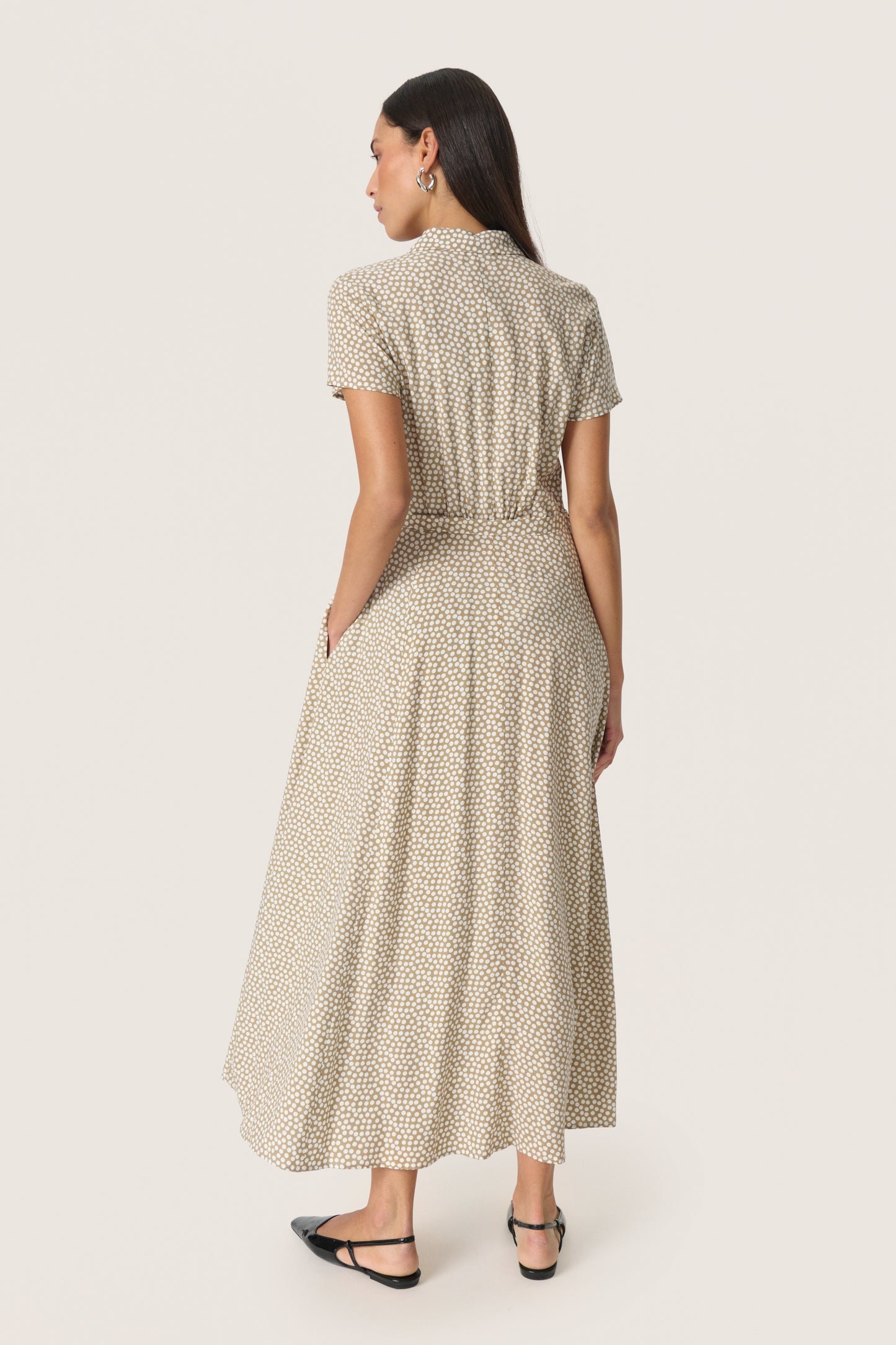 Soaked in Luxury Arjana Maxi Dress | Khaki Green & White Dot
