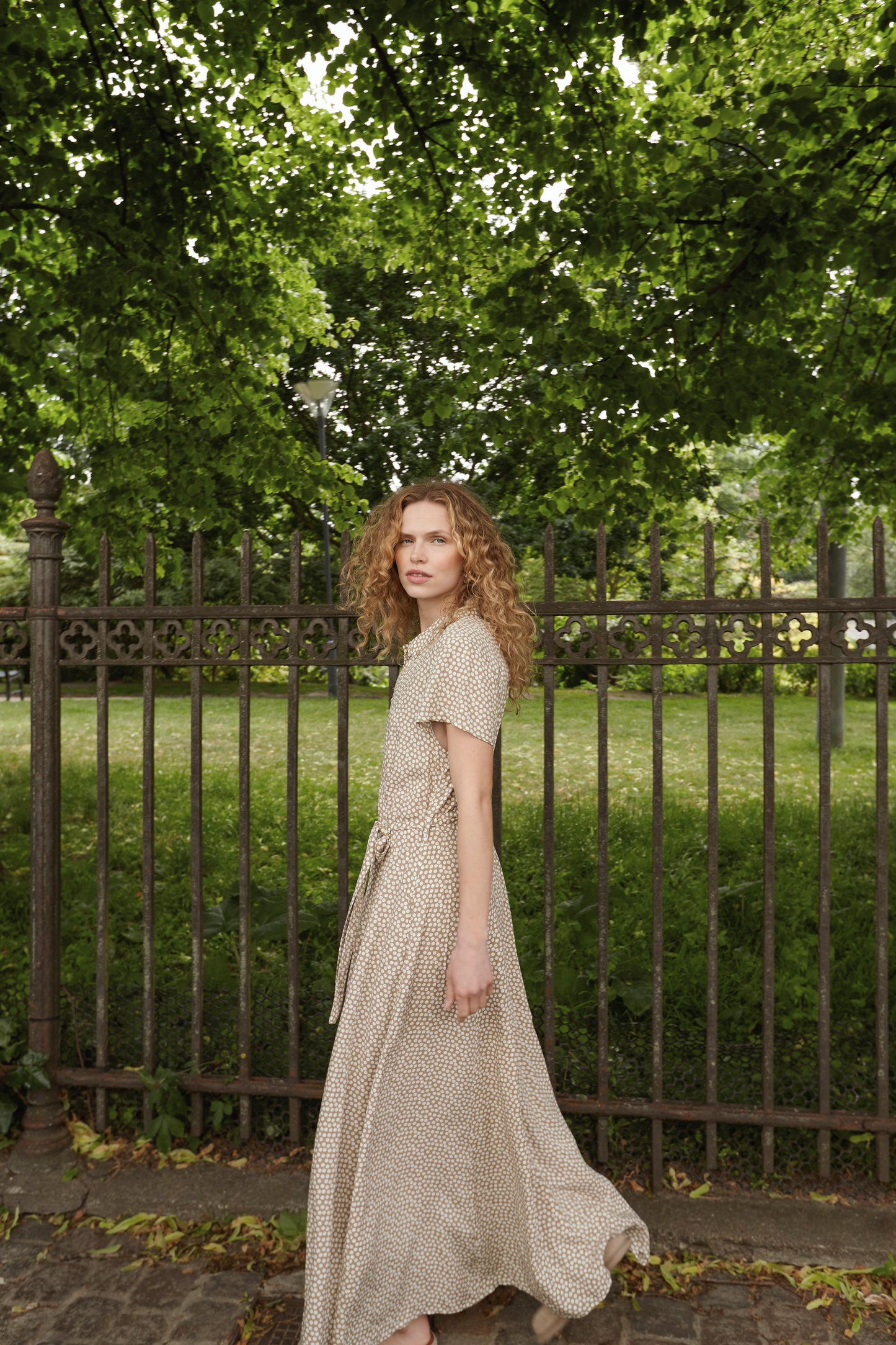 Soaked in Luxury Arjana Maxi Dress | Khaki Green & White Dot