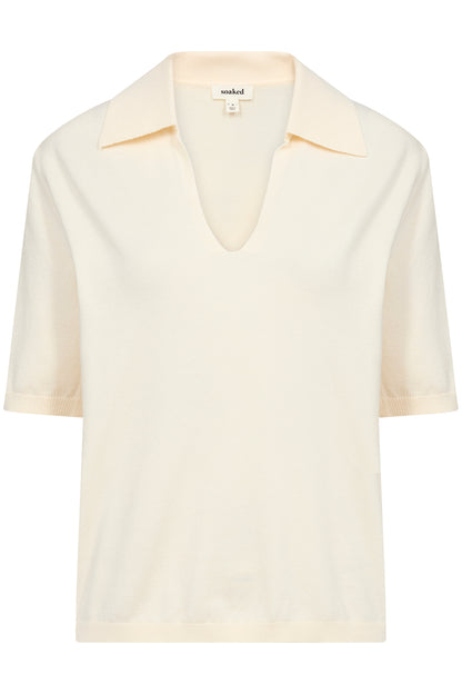 Soaked in Luxury Spina Polo Pullover | Whisper White