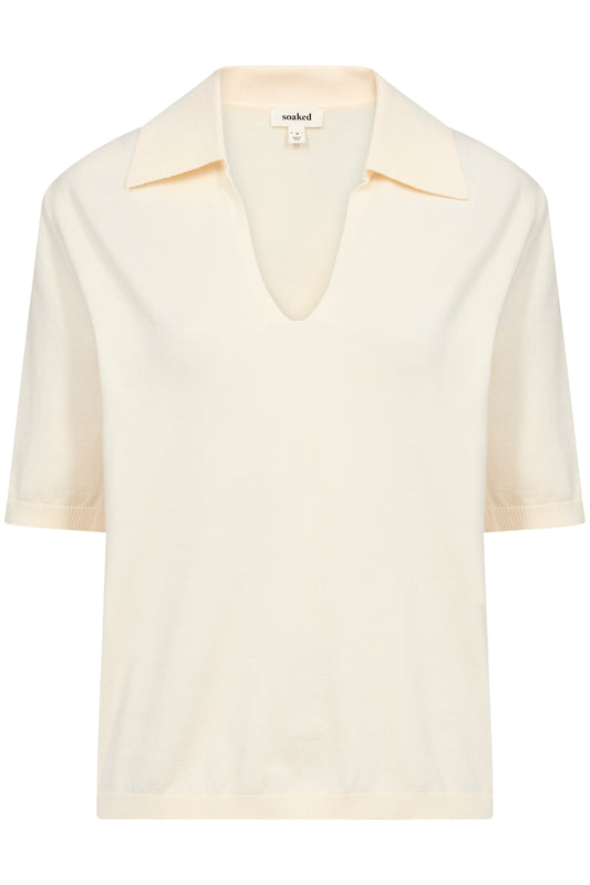 Soaked in Luxury Spina Polo Pullover | Whisper White