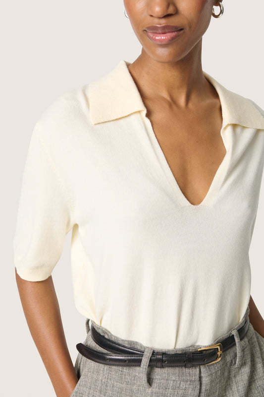 Soaked in Luxury Spina Polo Pullover | Whisper White