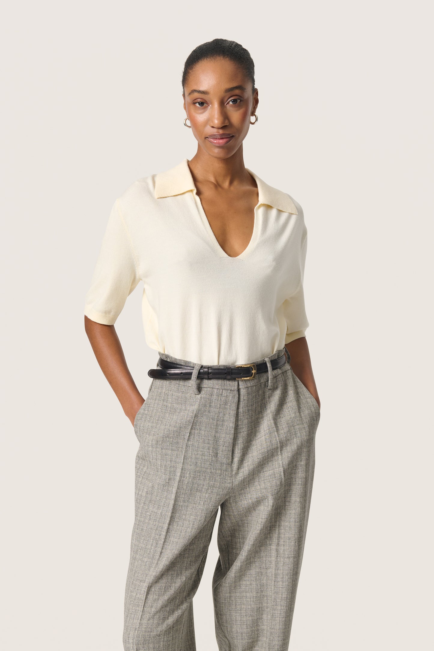 Soaked in Luxury Spina Polo Pullover | Whisper White