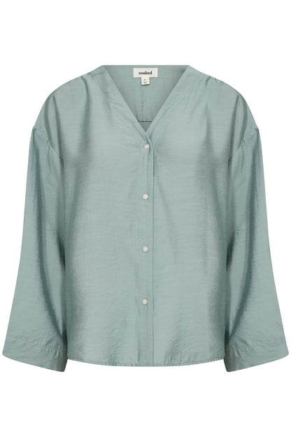 Soaked in Luxury Leodora Shirt Blouse | Silver Blue