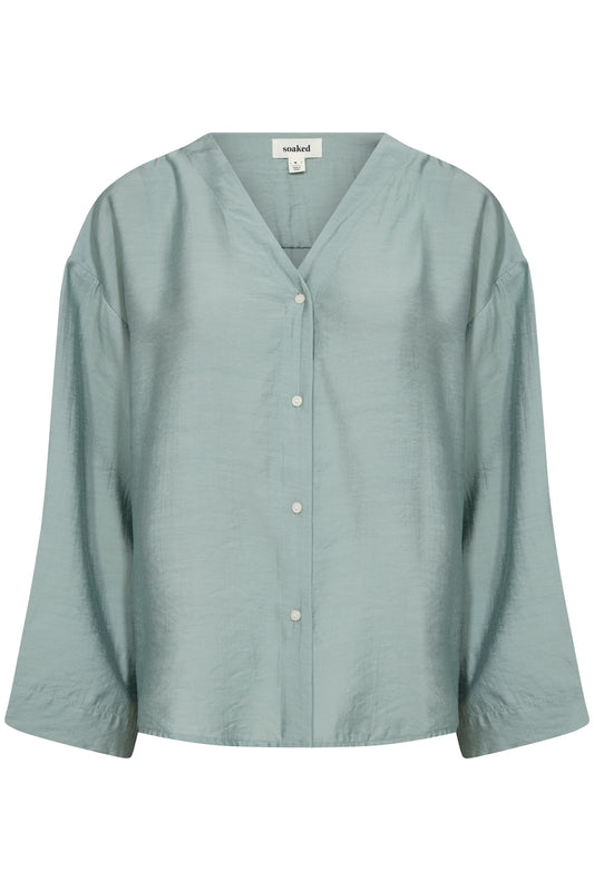Soaked in Luxury Leodora Shirt Blouse | Silver Blue