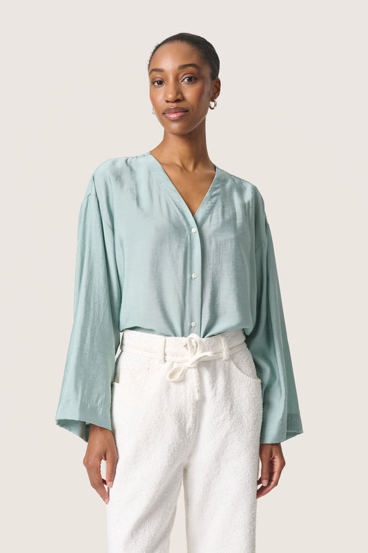 Soaked in Luxury Leodora Shirt Blouse | Silver Blue