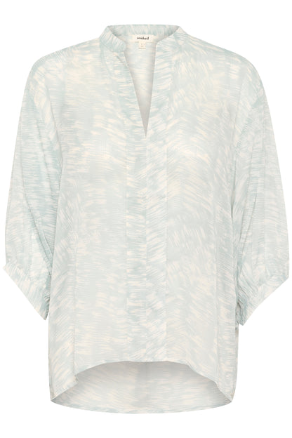 Soaked in Luxury Marta Amily Blouse | Silver Blue Stroke