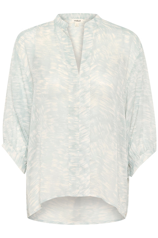Soaked in Luxury Marta Amily Blouse | Silver Blue Stroke