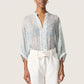 Soaked in Luxury Marta Amily Blouse | Silver Blue Stroke