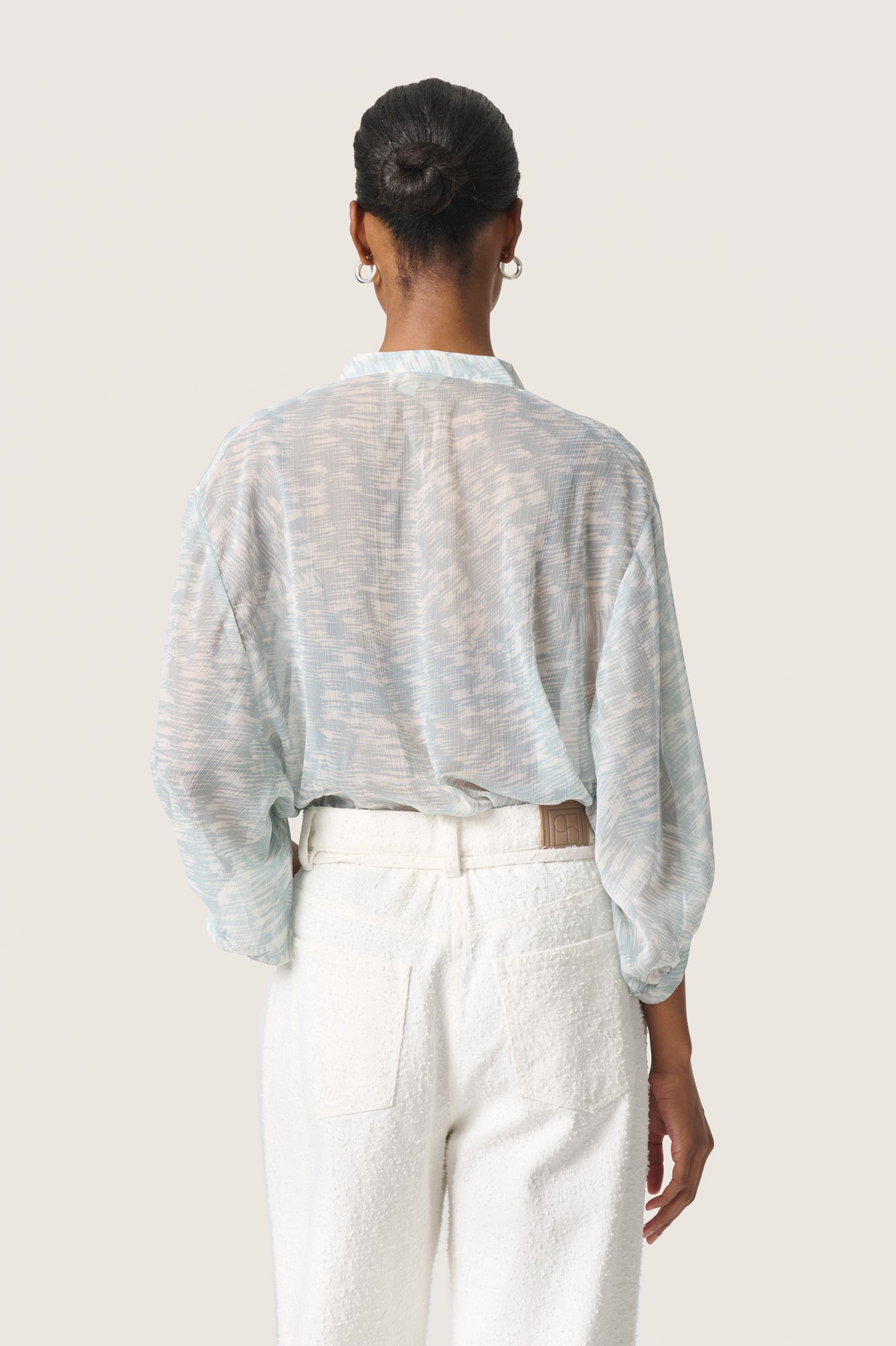 Soaked in Luxury Marta Amily Blouse | Silver Blue Stroke