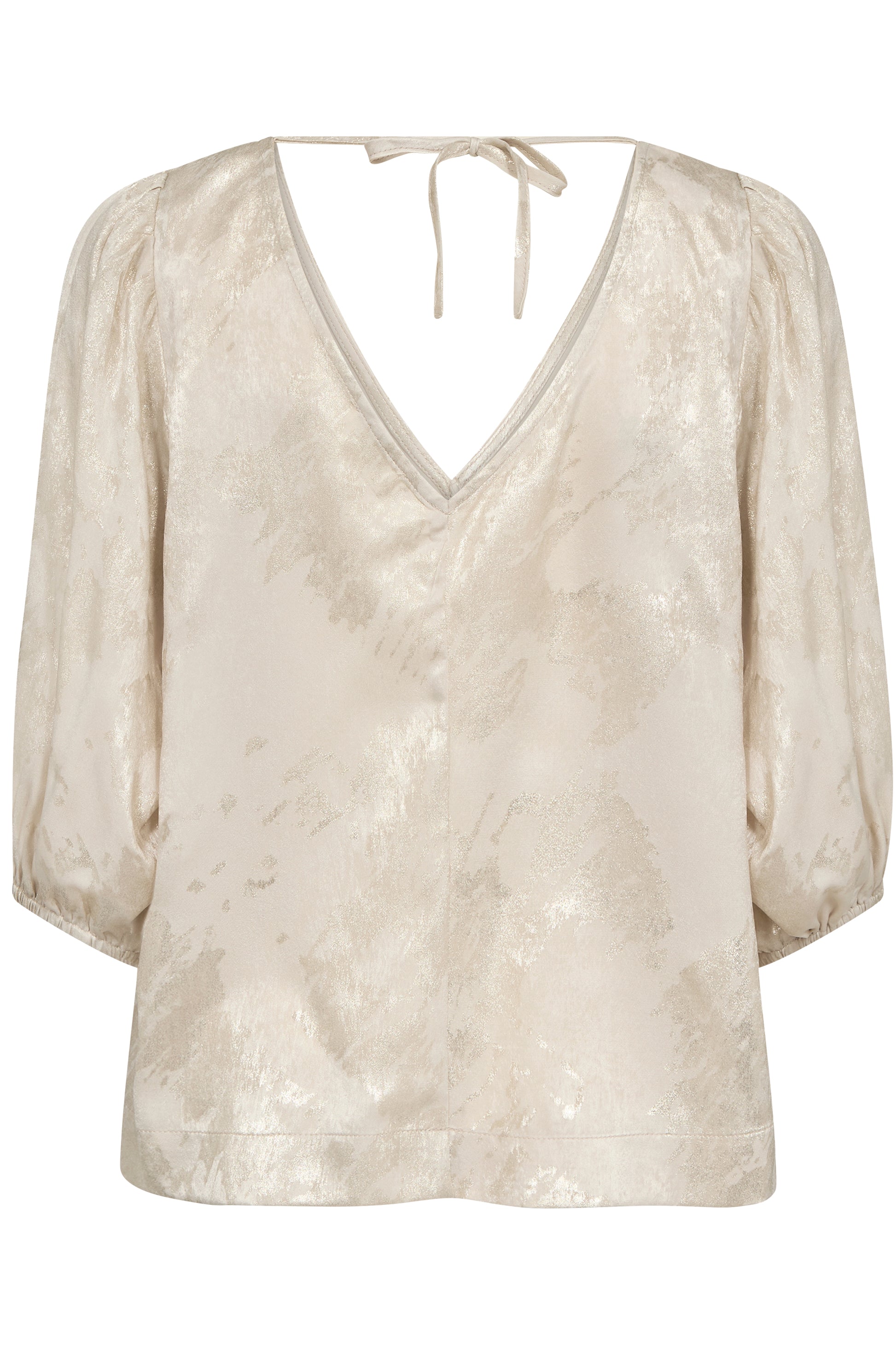 Soaked in Luxury Kitty Blouse | Ancient Scroll Metallic Print