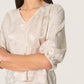 Soaked in Luxury Kitty Blouse | Ancient Scroll Metallic Print