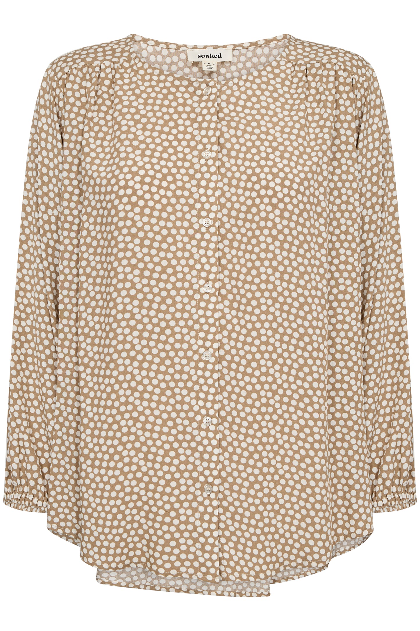 Soaked in Luxury Arjana Leodora Blouse | Khaki Green & White Dots