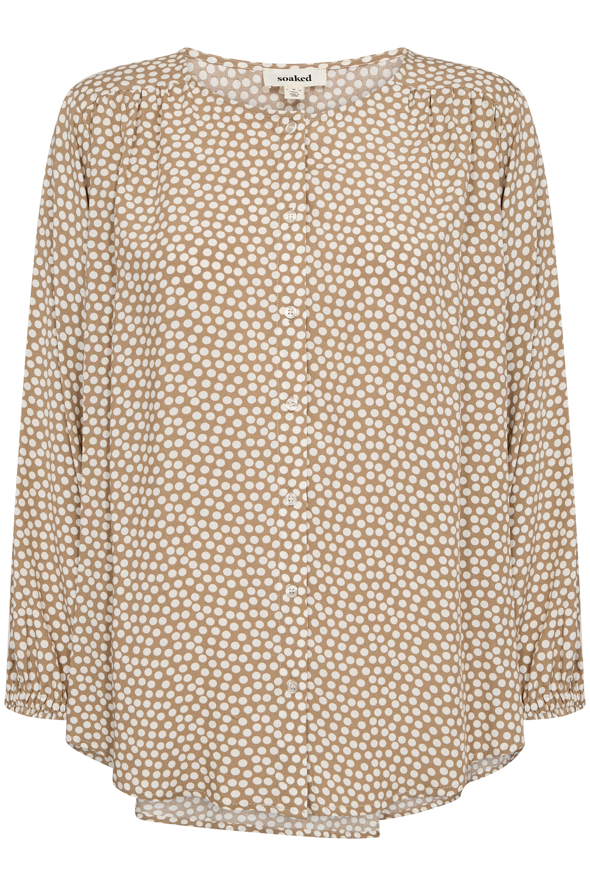 Soaked in Luxury Arjana Leodora Blouse | Khaki Green & White Dots