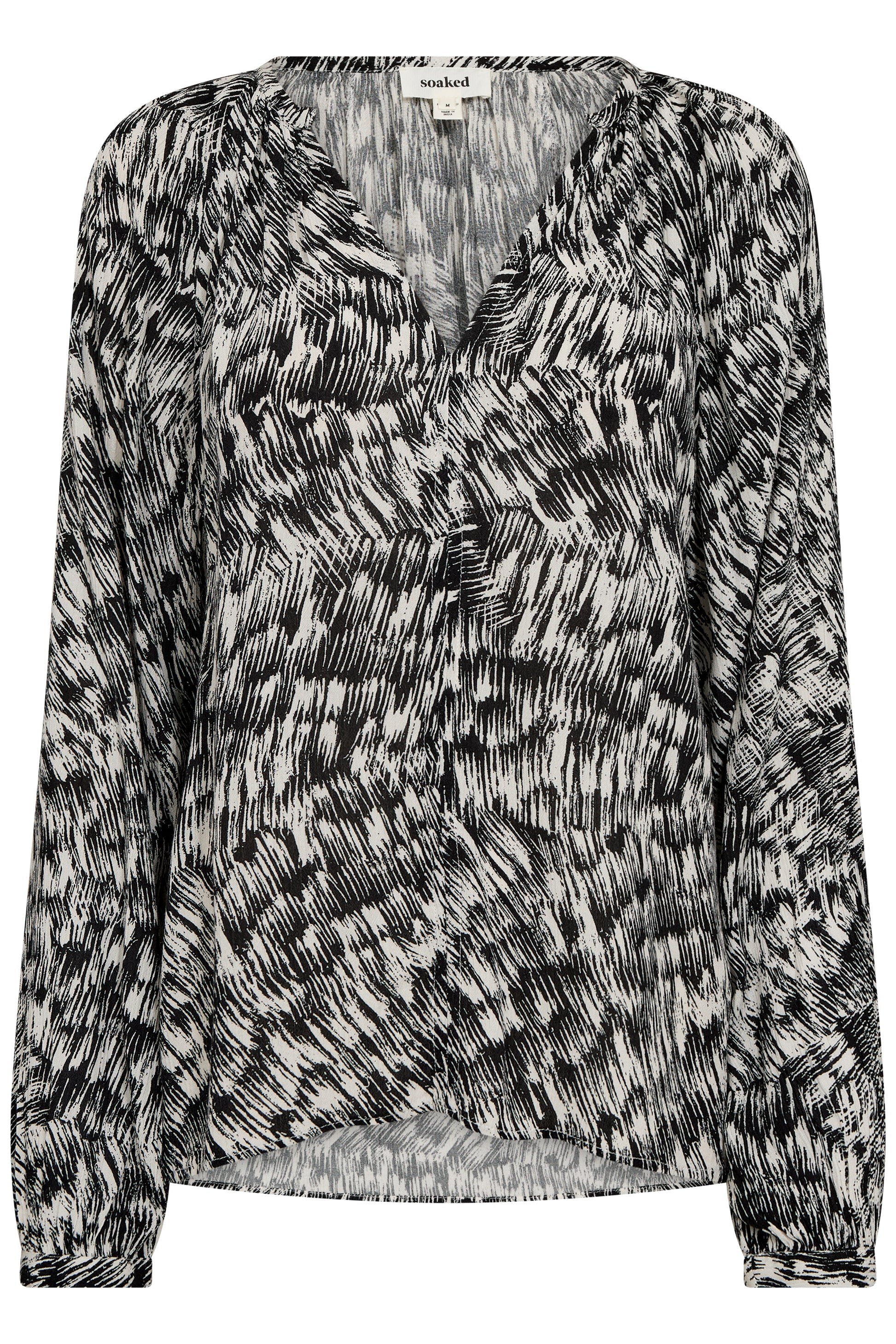 Soaked in Luxury Zaya Spring Blouse | Black Stroke Print