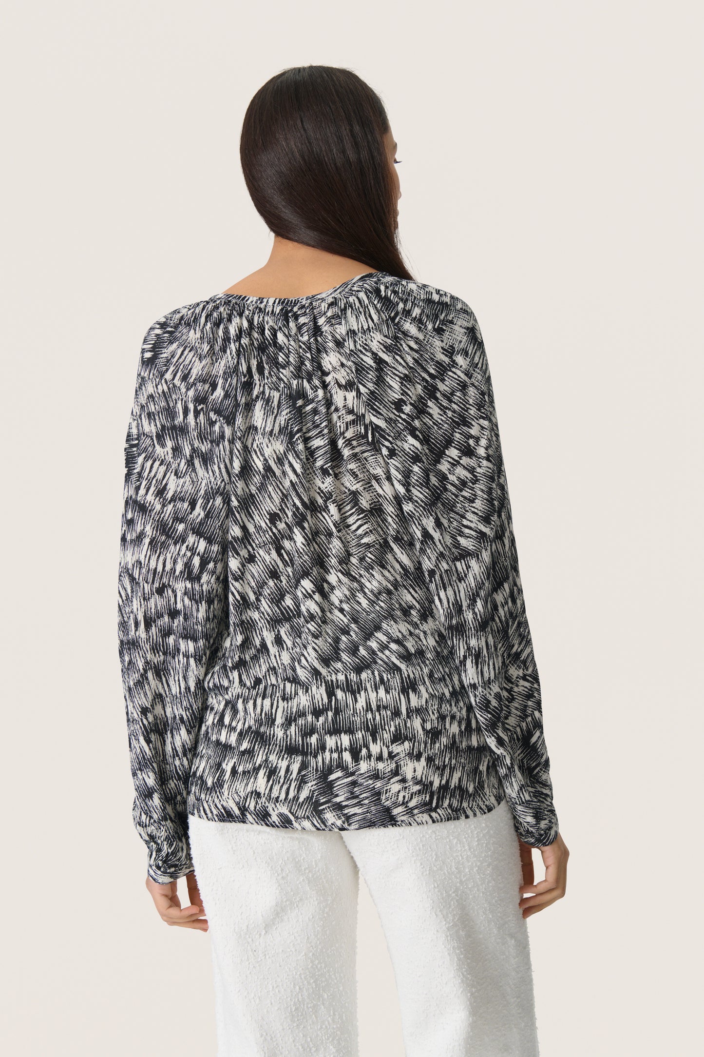 Soaked in Luxury Zaya Spring Blouse | Black Stroke Print