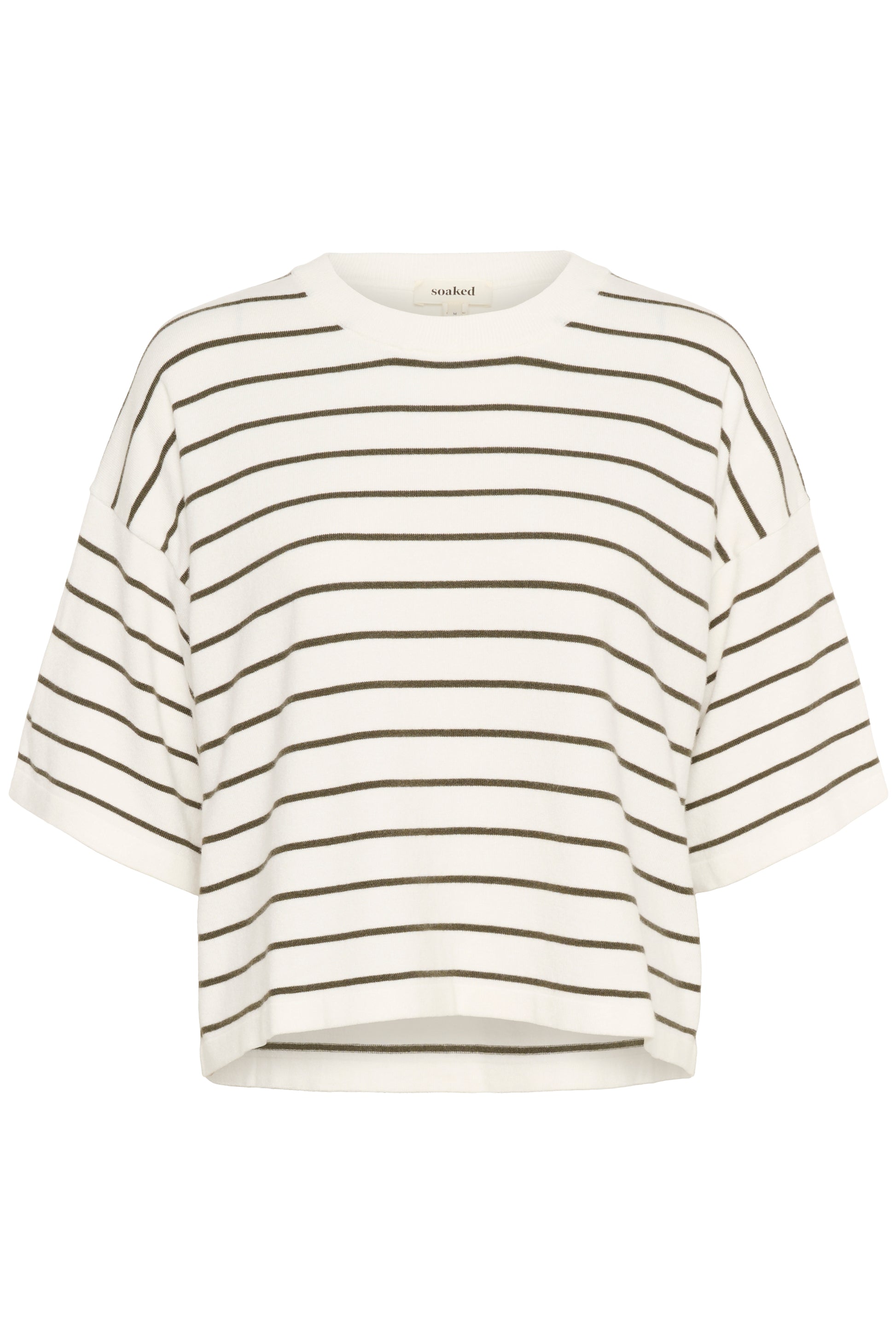 Soaked In Luxury Spina Boxy Pullover | White with Grape Leaf Stripe