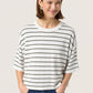 Soaked In Luxury Spina Boxy Pullover | White with Grape Leaf Stripe