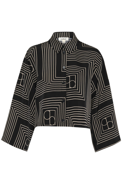 Soaked In Luxury Topaz Shirt | Black with Oatmeal