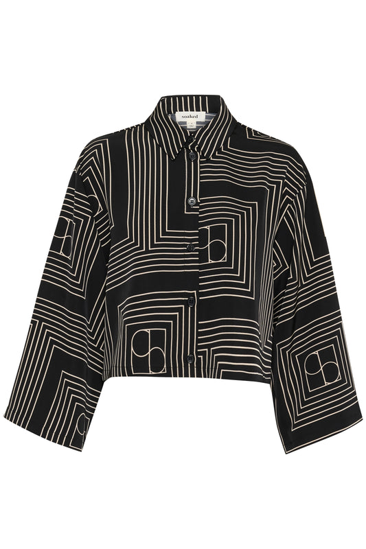 Soaked In Luxury Topaz Shirt | Black with Oatmeal