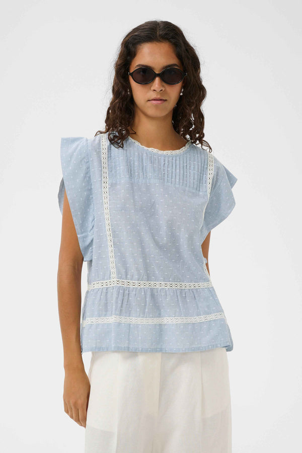 Aster Top | Blue Dobby