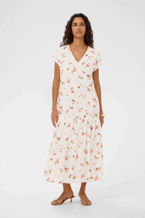 Bianca Printed Dress | White Floating Flower