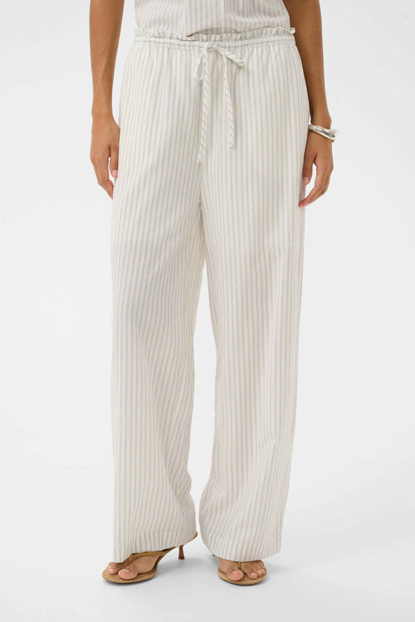 Candela Pants | White with Blue Stripes