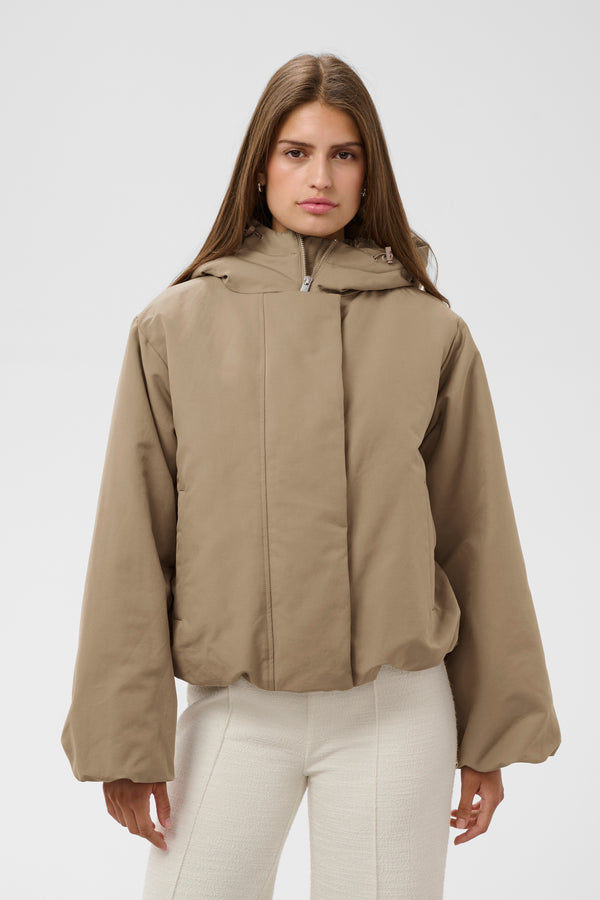 Soaked in Luxury Alicie Hooded Jacket | Desert Taupe