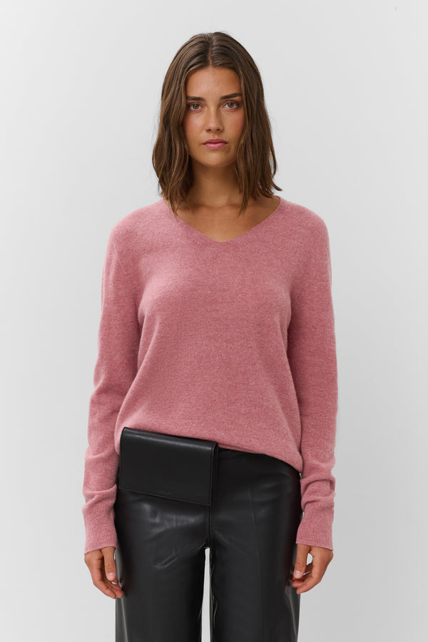 Sida Seamless V-Neck Pullover | Mauvewood Melange