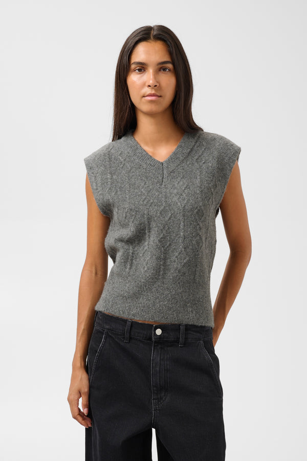 Soaked in Luxury Acorn Vest | Dark Grey Melange
