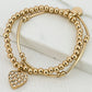 Envy Gold Double Layer Stretch Bracelet with Diamante Heart
