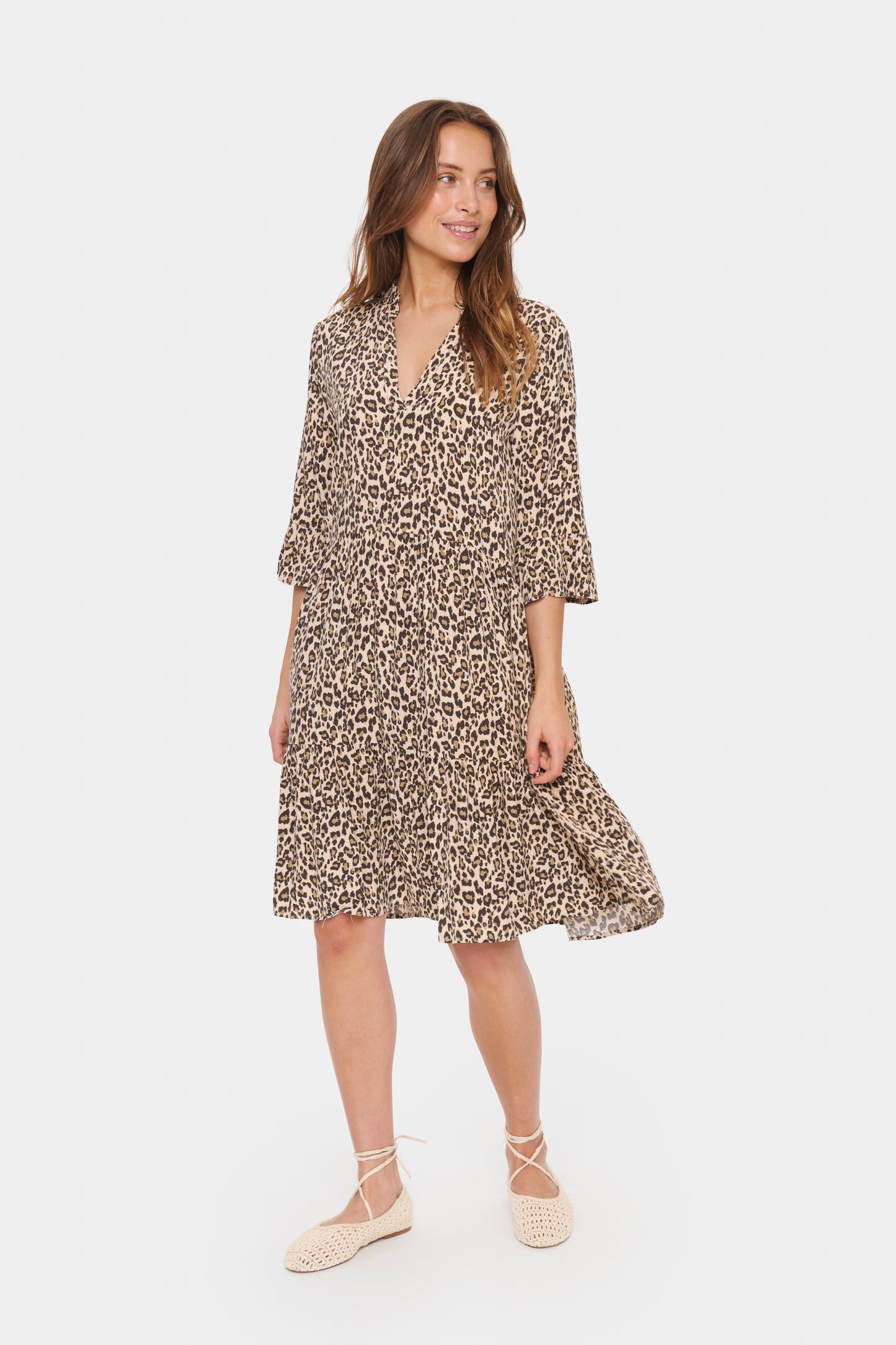 Saint Tropez Eda Dress | Creme Leopard Strokes
