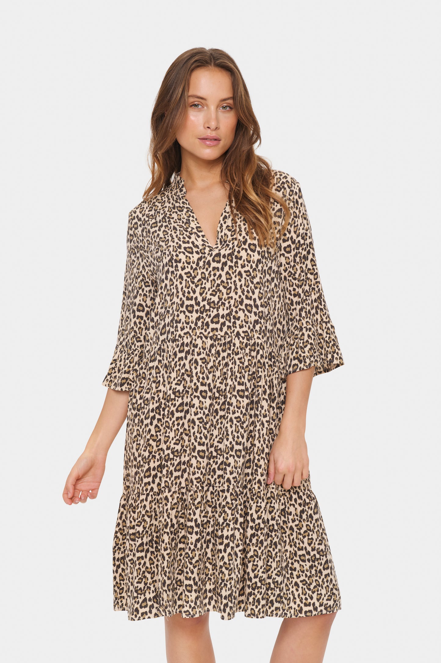 Saint Tropez Eda Dress | Creme Leopard Strokes