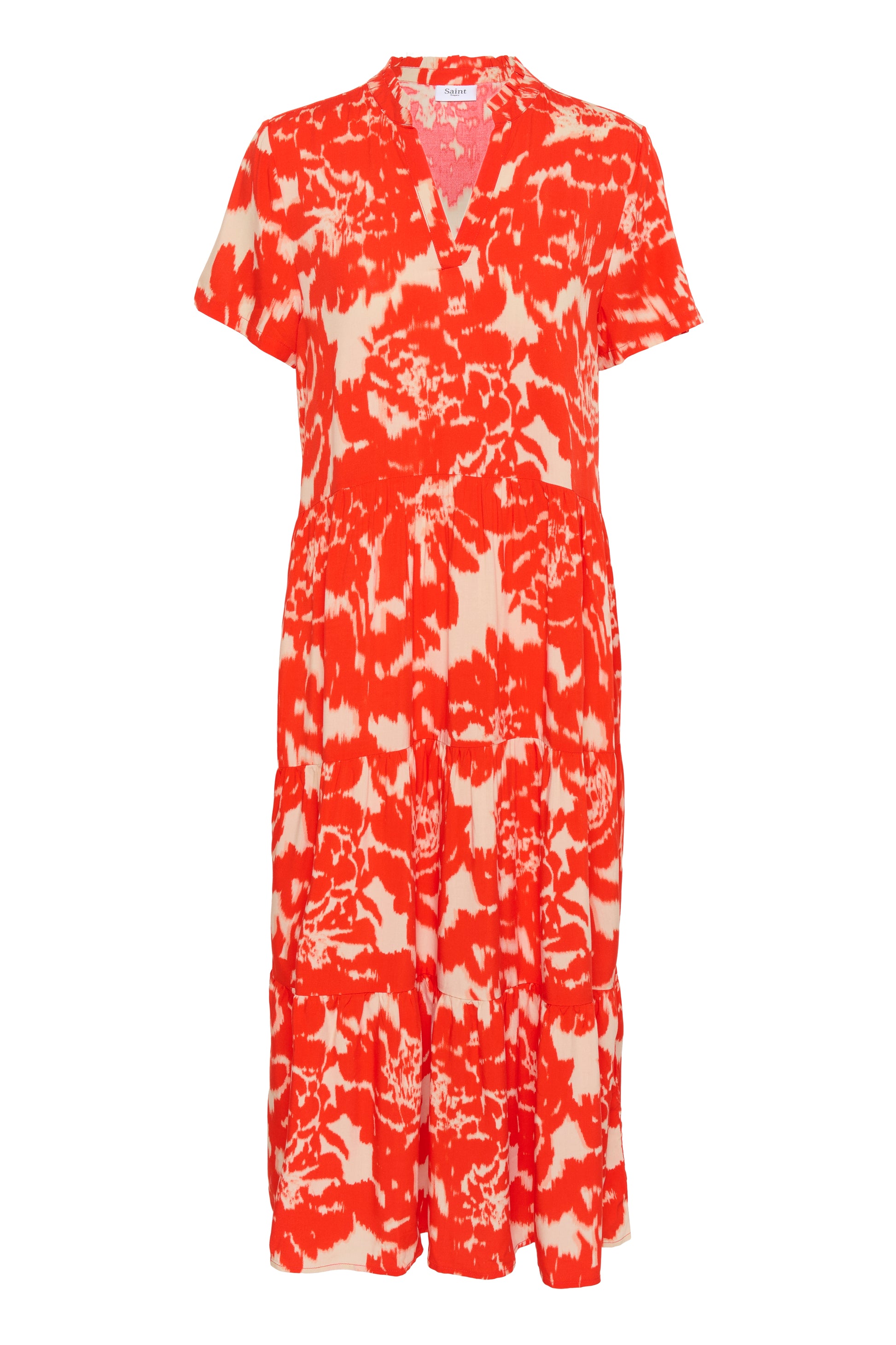 Saint Tropez EdaSZ Short Sleeve Maxi Dress | Poinciana Water Blooms