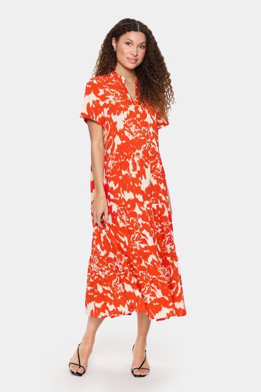 Saint Tropez Eda Short Sleeve Maxi Dress | Poinciana Water Blooms