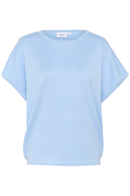 Saint Tropez MilaSZ Round Neck Short Sleeve Pullover | Chambray Blue
