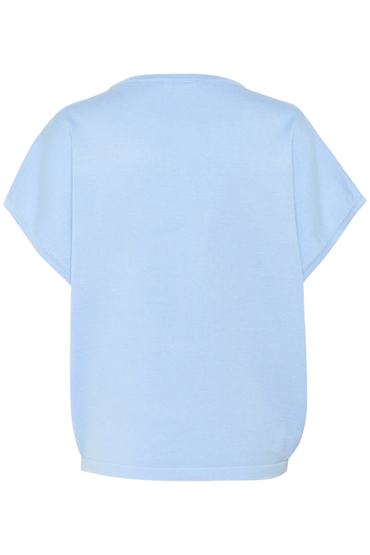 Saint Tropez Mila Round Neck Short Sleeve Pullover | Chambray Blue