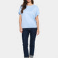 Saint Tropez Mila Round Neck Short Sleeve Pullover | Chambray Blue