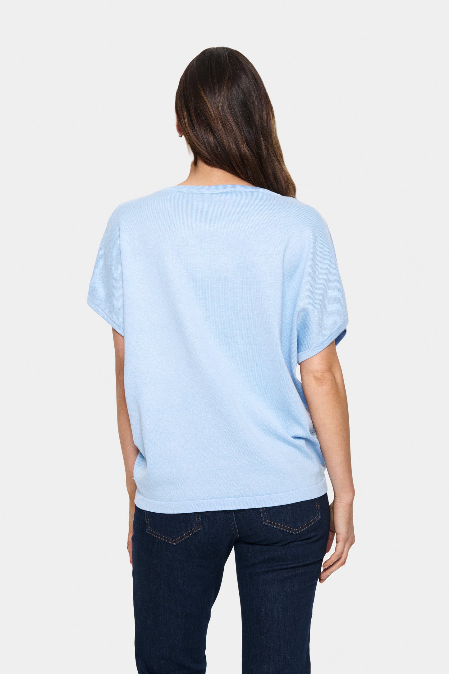 Saint Tropez Mila Round Neck Short Sleeve Pullover | Chambray Blue