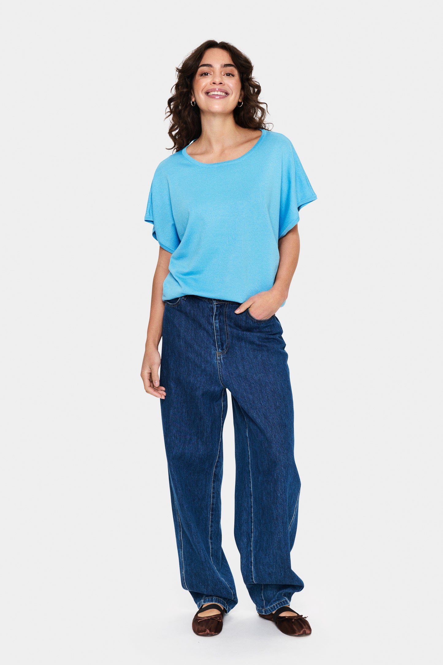Saint Tropez Mila Round Neck Pullover | Ethereal Blue
